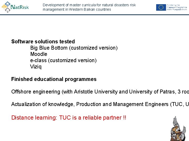 Development of master curricula for natural disasters risk management in Western Balkan countries Software