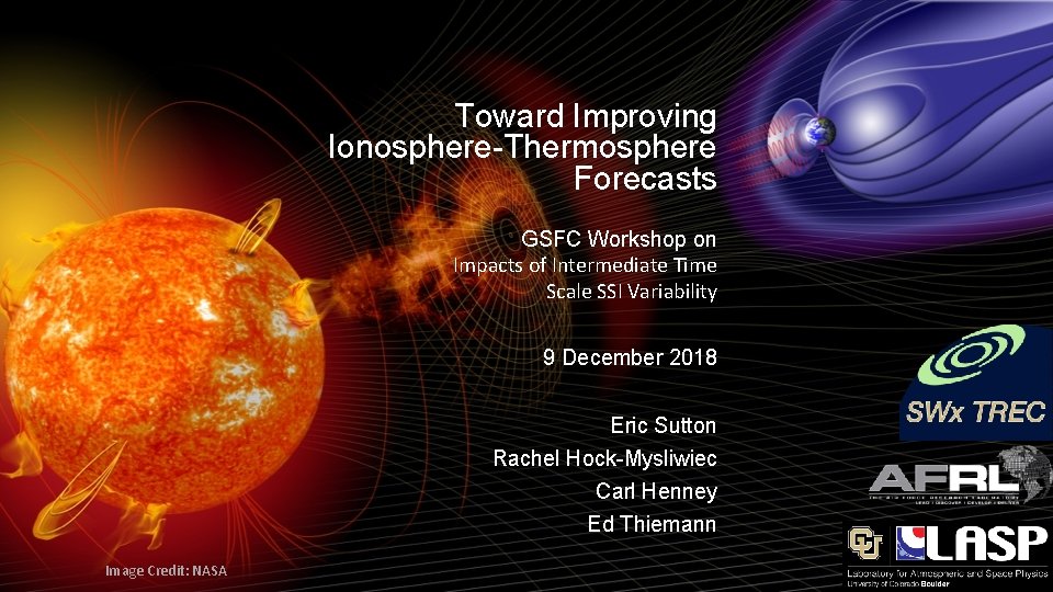 Toward Improving Ionosphere-Thermosphere Forecasts GSFC Workshop on Impacts of Intermediate Time Scale SSI Variability