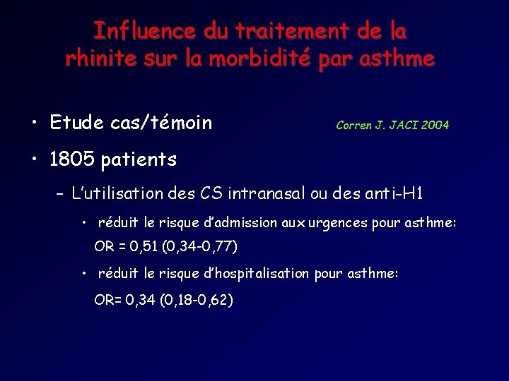Influence du traitement de la rhinite sur la morbidité par asthme • Etude cas/témoin