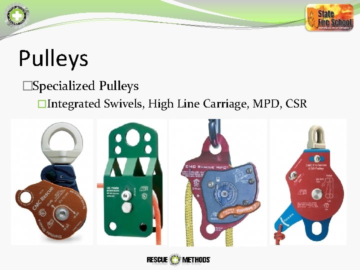 Pulleys �Specialized Pulleys �Integrated Swivels, High Line Carriage, MPD, CSR 