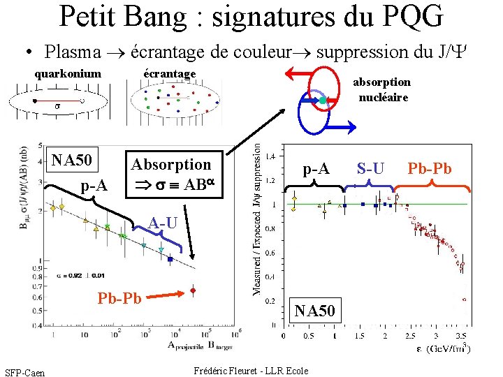 Petit Bang : signatures du PQG • Plasma écrantage de couleur suppression du J/