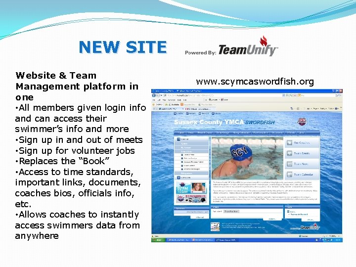 NEW SITE Website & Team Management platform in one • All members given login