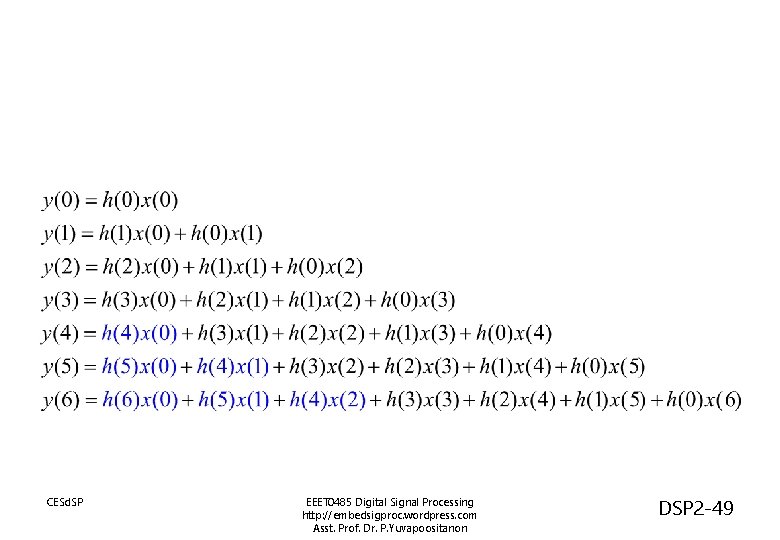 CESd. SP EEET 0485 Digital Signal Processing http: //embedsigproc. wordpress. com Asst. Prof. Dr.