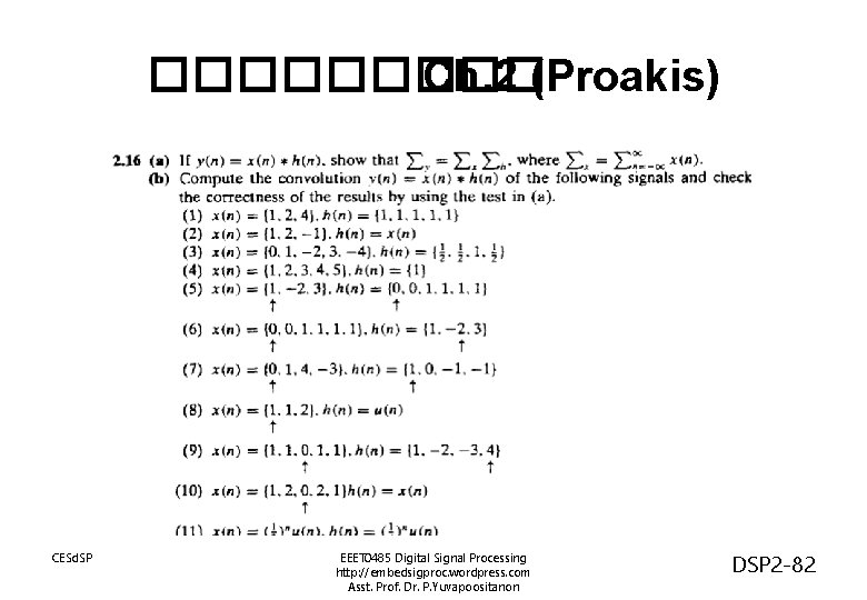 ����� Ch. 2 (Proakis) CESd. SP EEET 0485 Digital Signal Processing http: //embedsigproc. wordpress.