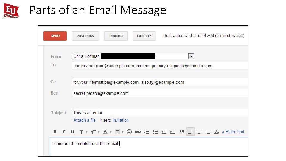 Parts of an Email Message 