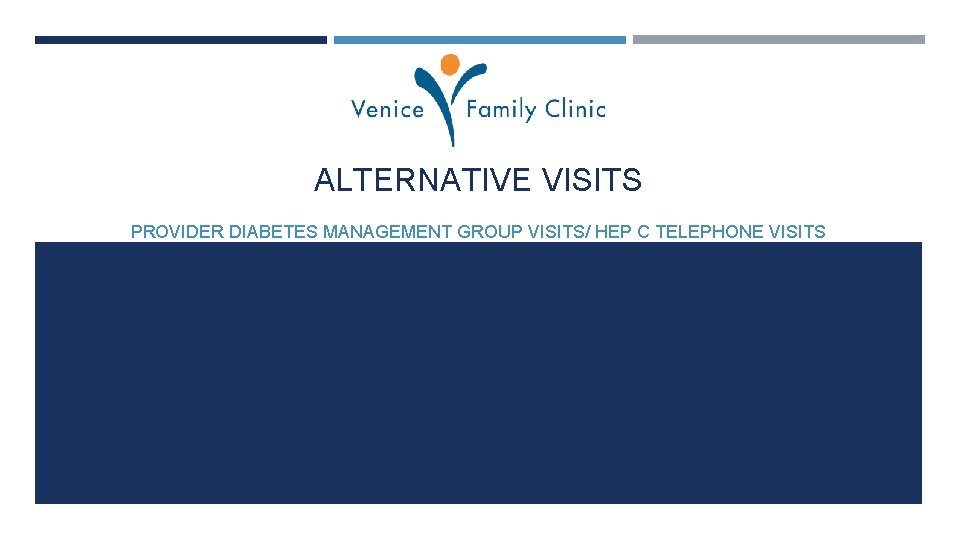 ALTERNATIVE VISITS PROVIDER DIABETES MANAGEMENT GROUP VISITS/ HEP C TELEPHONE VISITS 