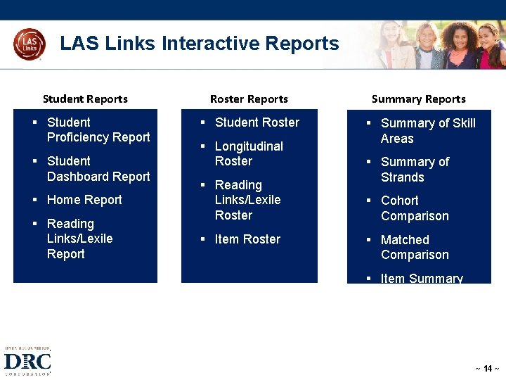 LAS Links Interactive Reports Student Reports § Student Proficiency Report § Student Dashboard Report