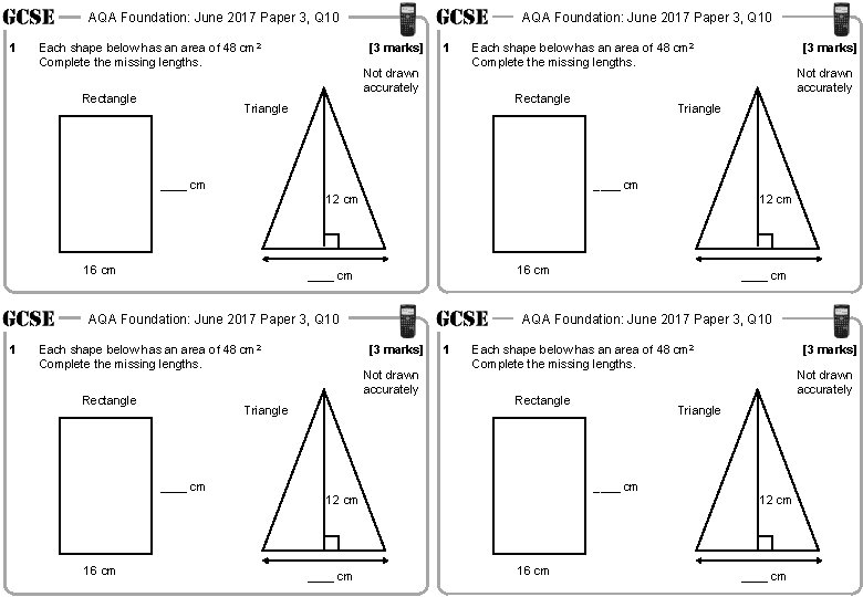 AQA Foundation: June 2017 Paper 3, Q 10 1 Each shape below has an