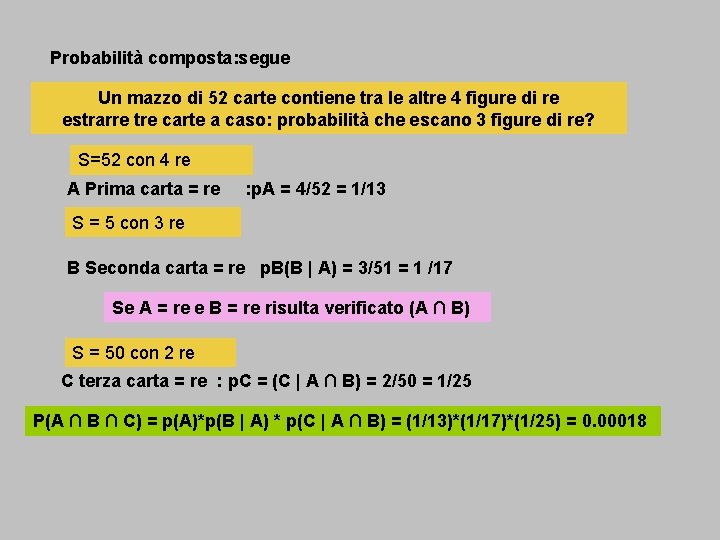 Probabilità composta: segue Un mazzo di 52 carte contiene tra le altre 4 figure