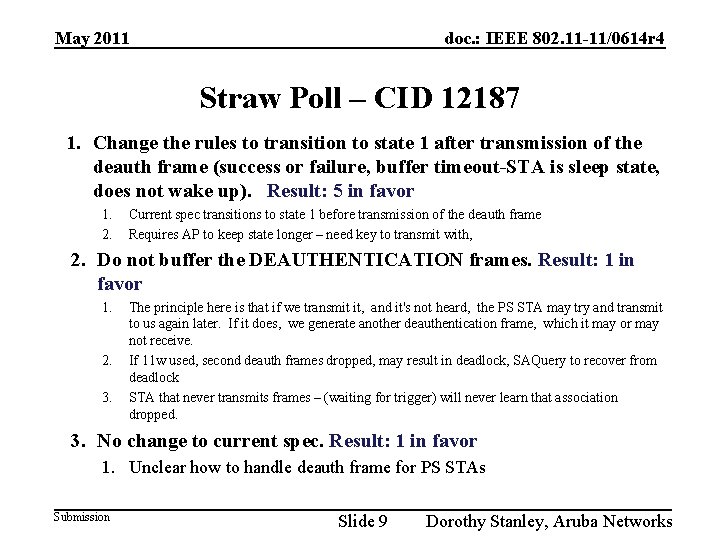 May 2011 doc. : IEEE 802. 11 -11/0614 r 4 Straw Poll – CID