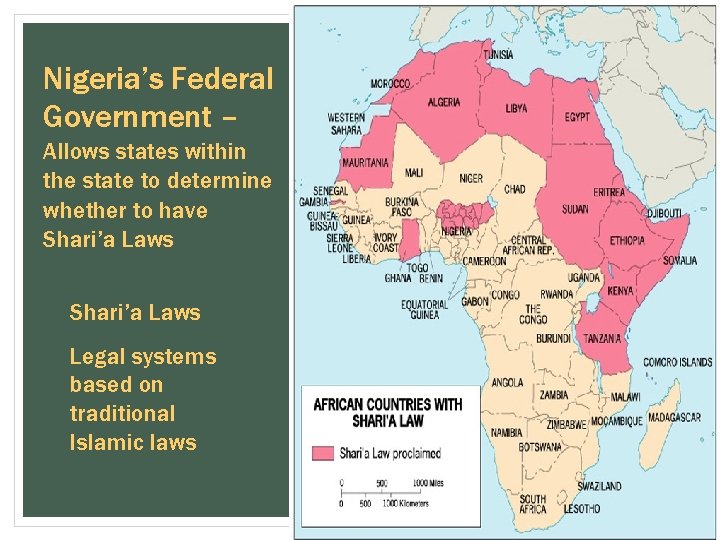 Nigeria’s Federal Government – Allows states within the state to determine whether to have