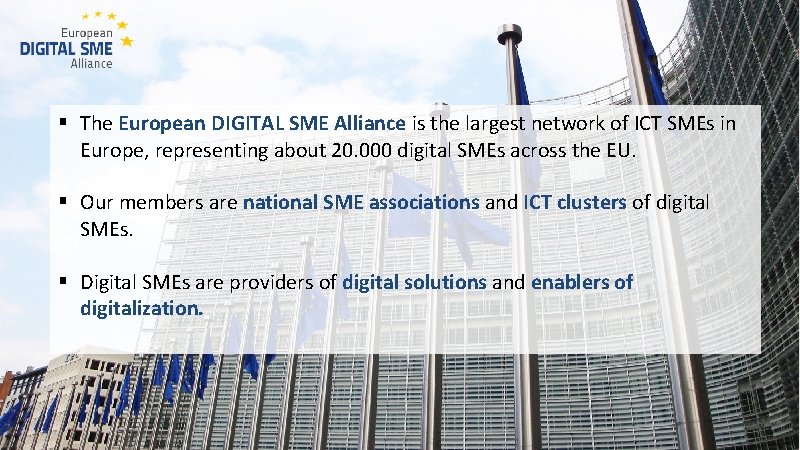 § The European DIGITAL SME Alliance is the largest network of ICT SMEs in