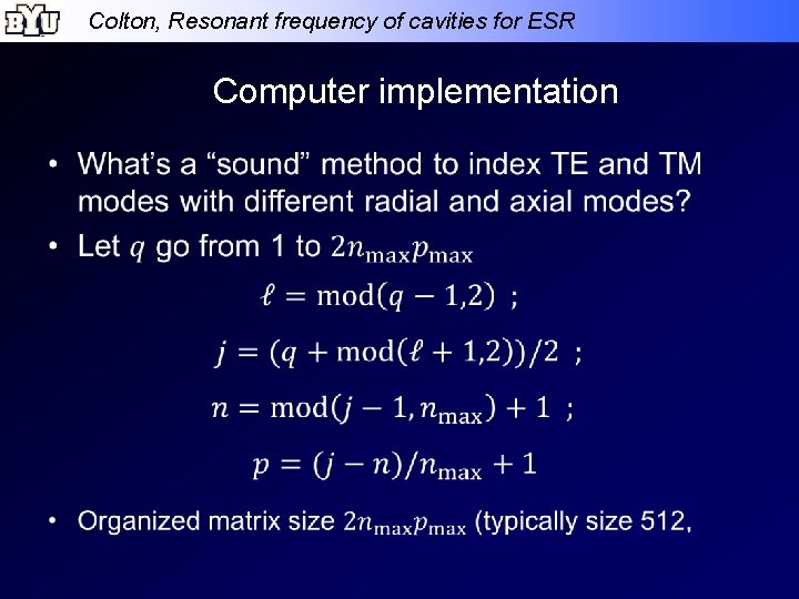 Colton, Resonant frequency of cavities for ESR Computer implementation • 