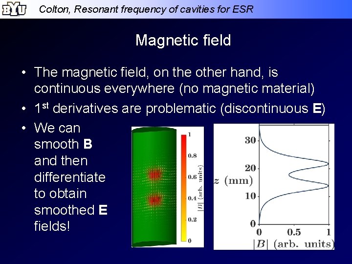 Colton, Resonant frequency of cavities for ESR Magnetic field • The magnetic field, on