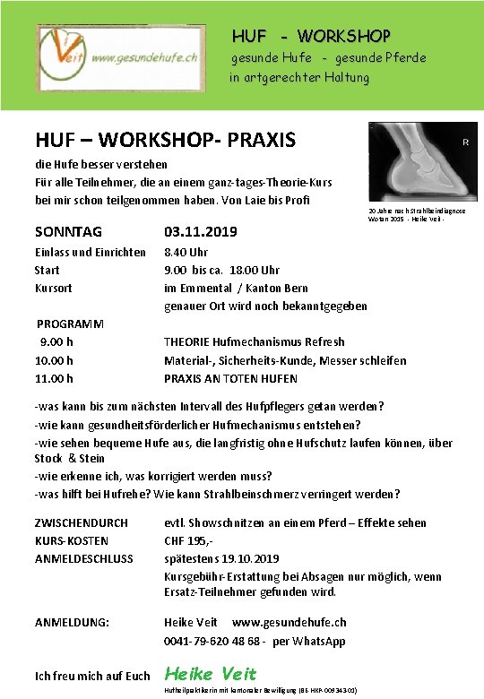 HUF - WORKSHOP gesunde Hufe - gesunde Pferde in artgerechter Haltung HUF – WORKSHOP-