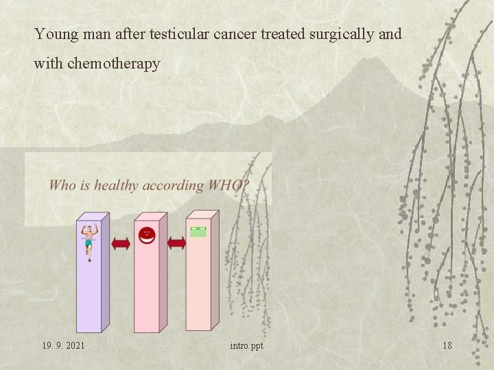 Young man after testicular cancer treated surgically and with chemotherapy 19. 9. 2021 intro.