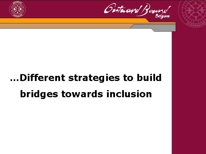 …Different strategies to build bridges towards inclusion 