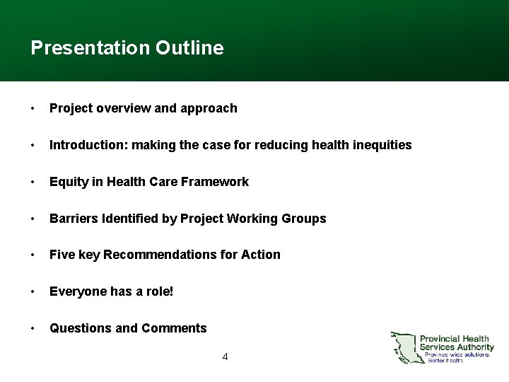 Presentation Outline • Project overview and approach • Introduction: making the case for reducing