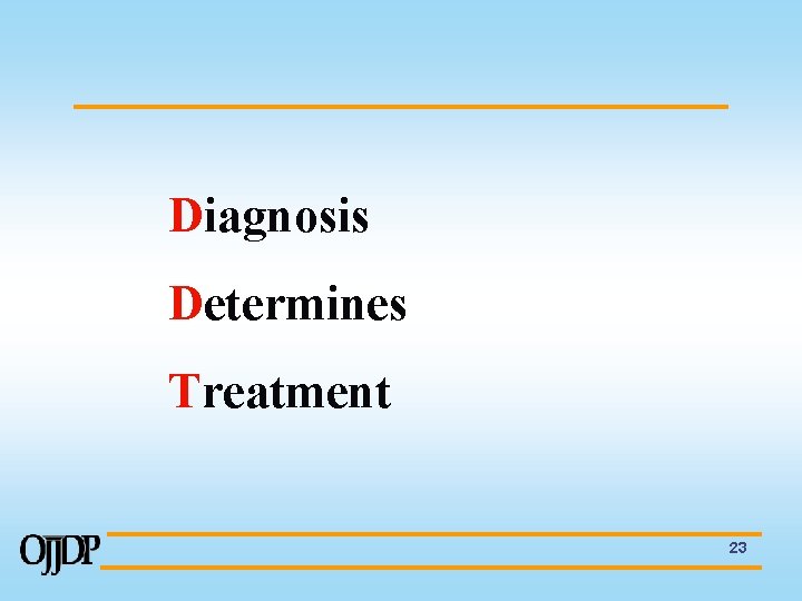 Diagnosis Determines Treatment 23 