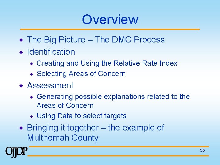 Overview The Big Picture – The DMC Process Identification Creating and Using the Relative