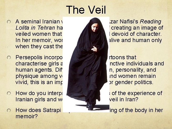 The Veil A seminal Iranian women’s memoir Azar Nafisi’s Reading Lolita in Tehran has