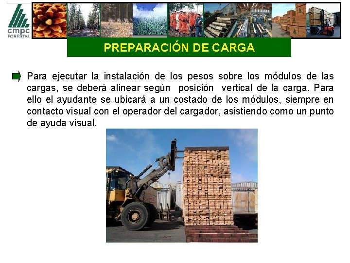 PREPARACIÓN DE CARGA Para ejecutar la instalación de los pesos sobre los módulos de