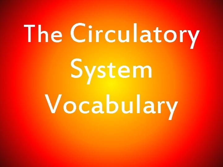 The Circulatory System Vocabulary 