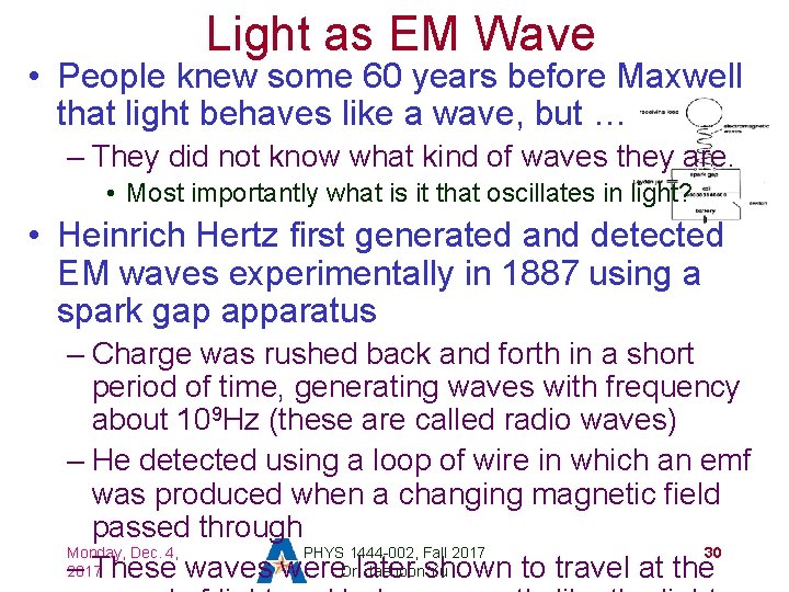 Light as EM Wave • People knew some 60 years before Maxwell that light