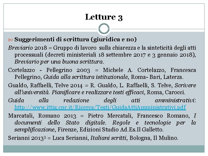 Letture 3 Suggerimenti di scrittura (giuridica e no) Breviario 2018 = Gruppo di lavoro