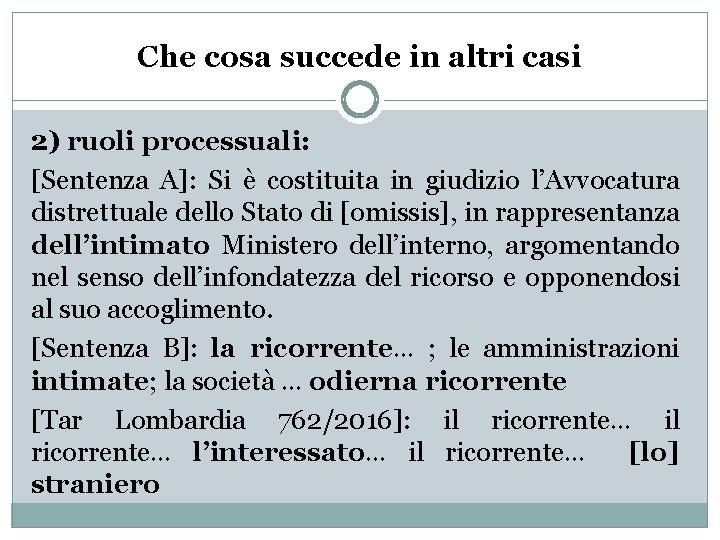 Che cosa succede in altri casi 2) ruoli processuali: [Sentenza A]: Si è costituita