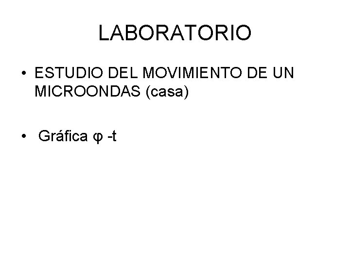 LABORATORIO • ESTUDIO DEL MOVIMIENTO DE UN MICROONDAS (casa) • Gráfica φ -t 