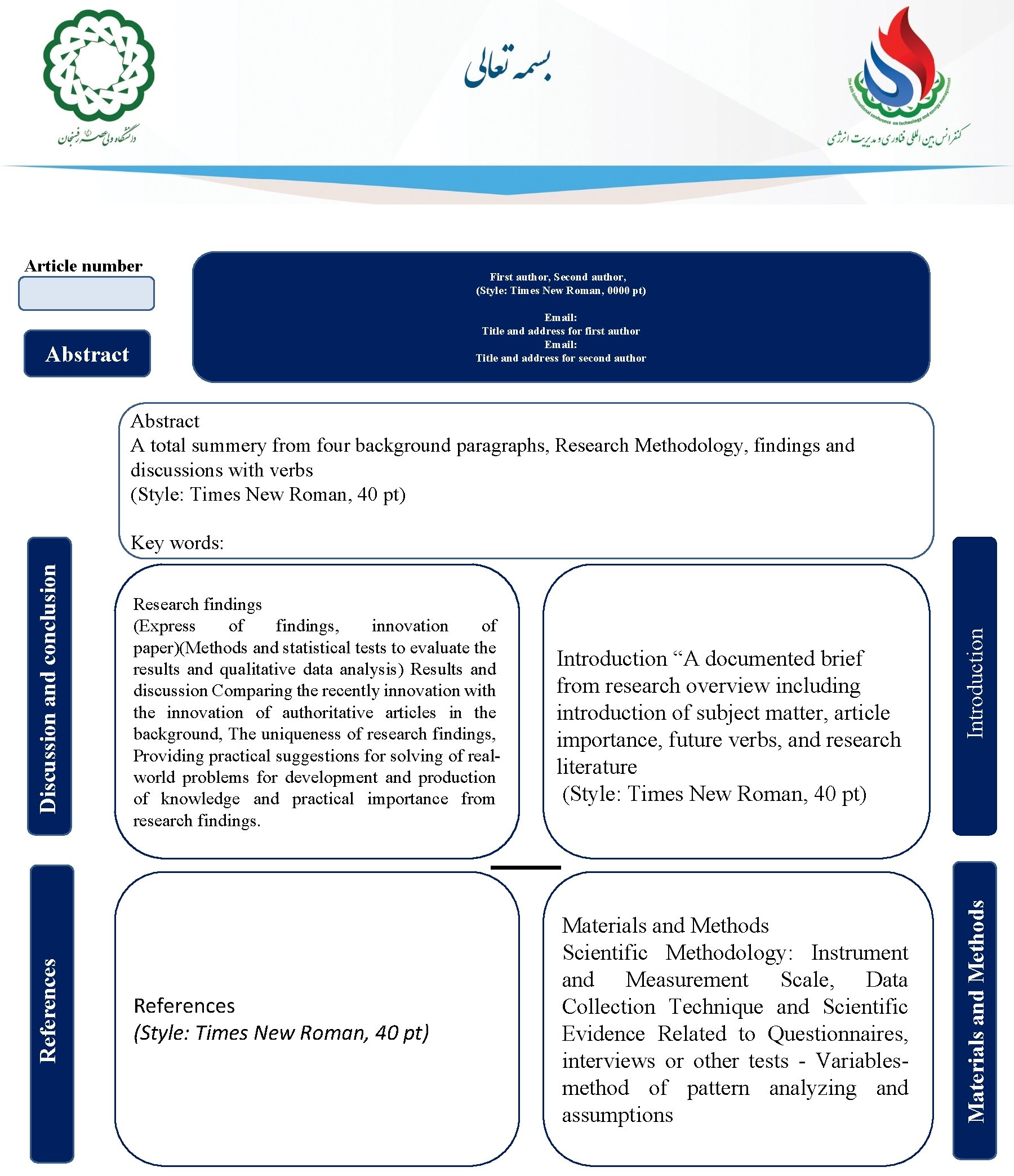 Article number First author, Second author, (Style: Times New Roman, 0000 pt) Email: Title