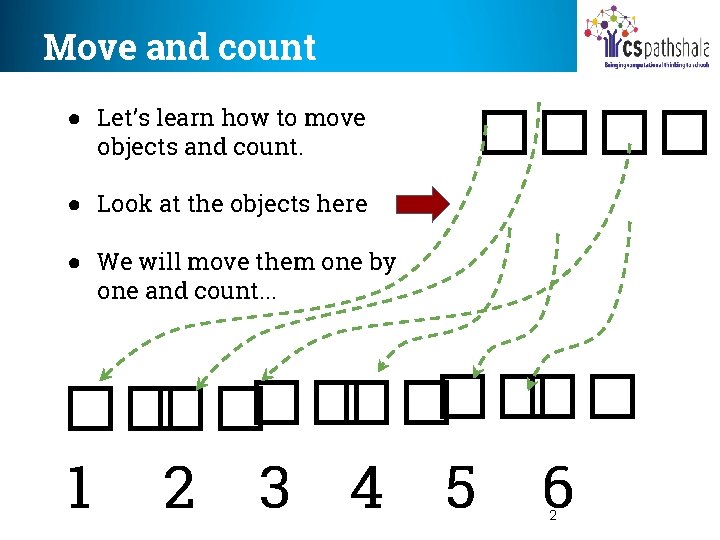 Move and count ● Let’s learn how to move objects and count. ����� ●