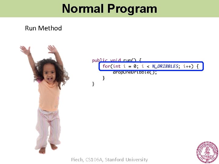 Normal Program Run Method Piech, CS 106 A, Stanford University 