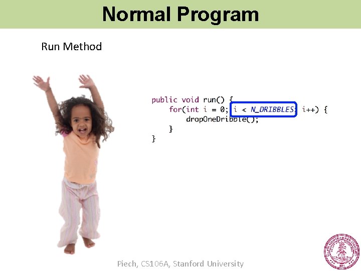 Normal Program Run Method Piech, CS 106 A, Stanford University 