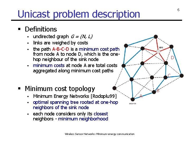 6 Unicast problem description § Definitions undirected graph G = (N, L) § links