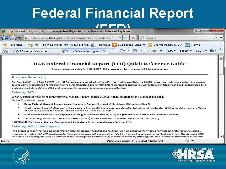 Federal Financial Report (FFR) 