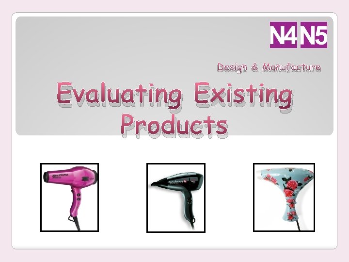 Design & Manufacture Evaluating Existing Products 
