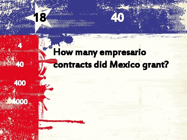 18 4 40 4000 40 How many empresario contracts did Mexico grant? 
