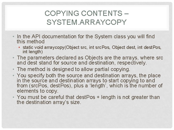 JAVA UNIT 9 ARRAYS COPYING PASSING AS PARAMETERS