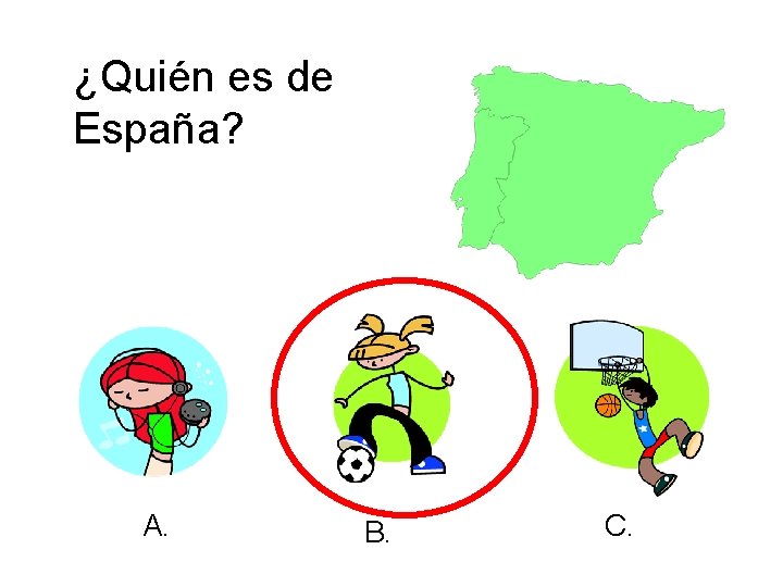 ¿Quién es de España? A. B. C. 