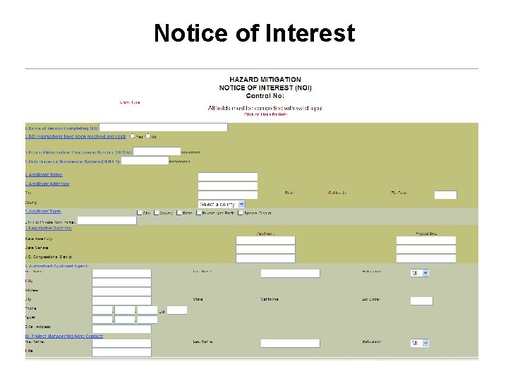 Notice of Interest Notice of Interest
