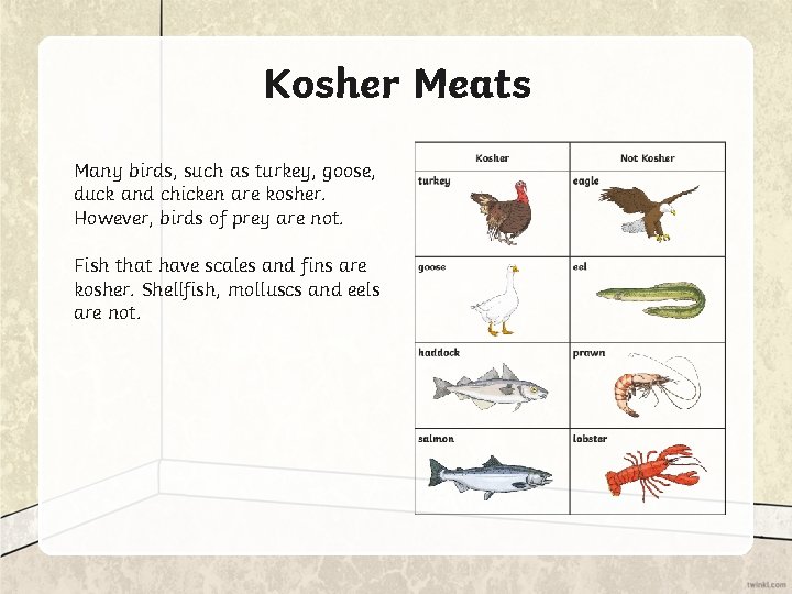 Kosher Meats Many birds, such as turkey, goose, duck and chicken are kosher. However,
