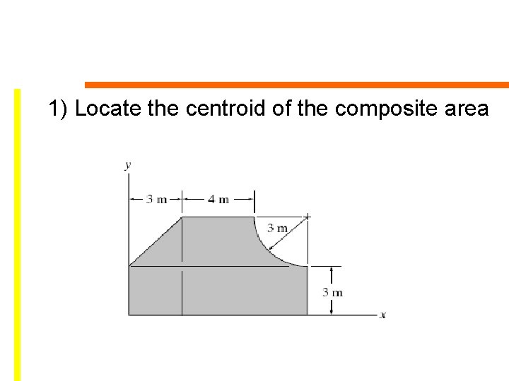 1) Locate the centroid of the composite area 