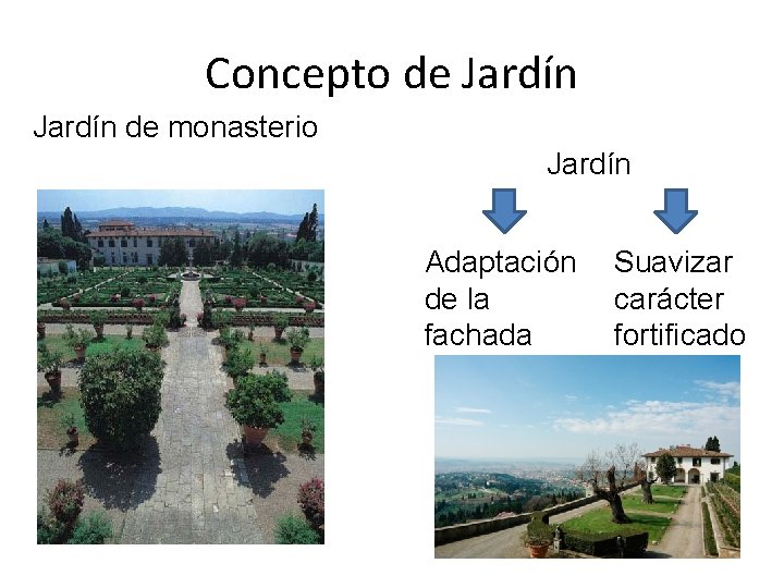 Concepto de Jardín de monasterio Jardín Adaptación de la fachada Suavizar carácter fortificado 