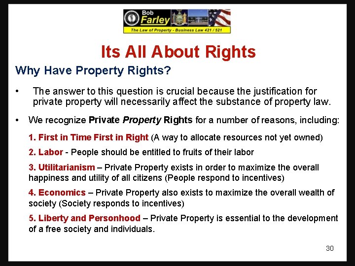 Its All About Rights Why Have Property Rights? • The answer to this question Its All About Rights Why Have Property Rights? • The answer to this question