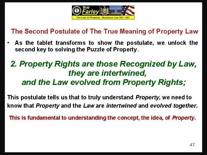 The Second Postulate of The True Meaning of Property Law • As the tablet The Second Postulate of The True Meaning of Property Law • As the tablet