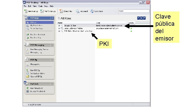 PKI Clave pública del emisor 