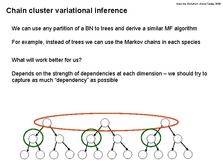 Genome Evolution. Amos Tanay 2009 Chain cluster variational inference We can use any partition
