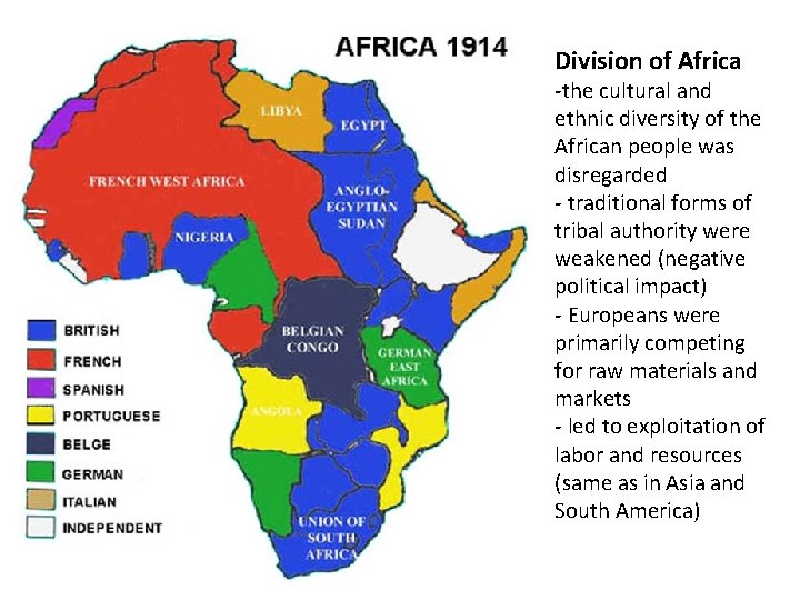 Division of Africa -the cultural and ethnic diversity of the African people was disregarded